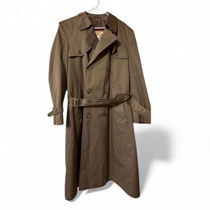 Vintage London Towne Men's Trench Coat Full Length Over Coat Size 42